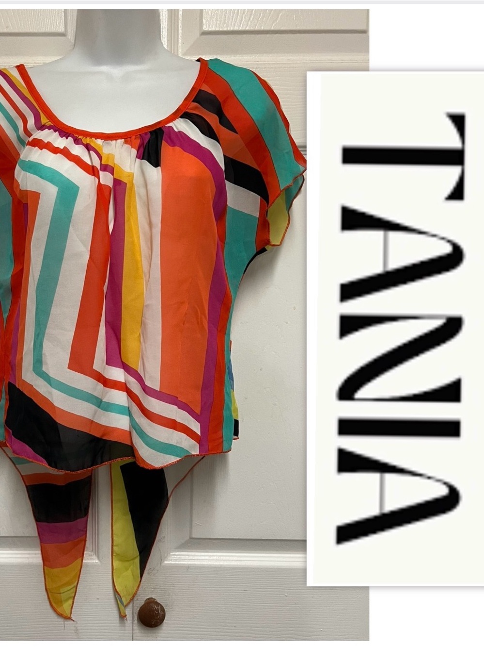 TANIA Multicolored Sheer Striped Top